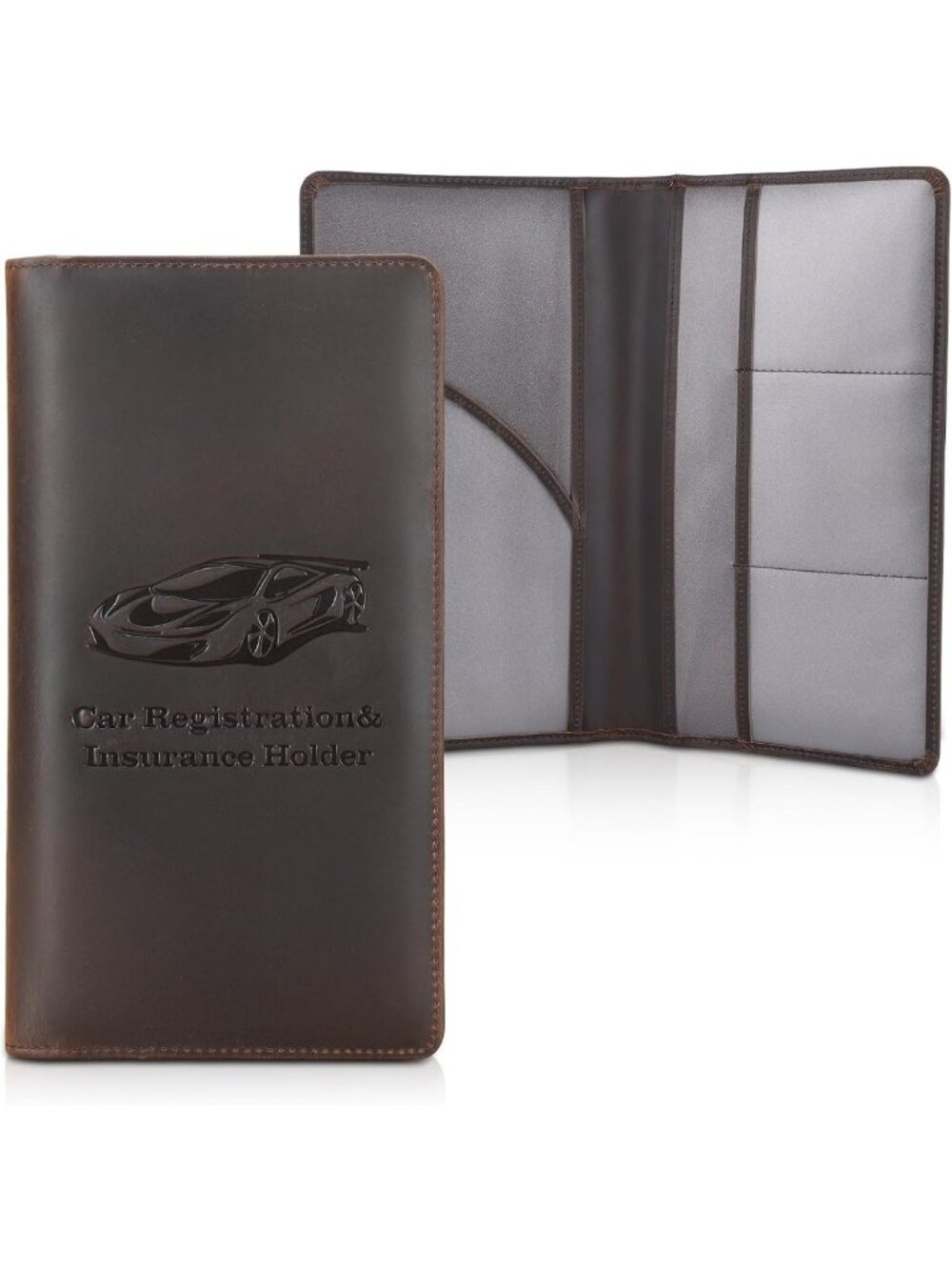 Vintage Full Grain Leather Car Registration & Insurance Card Holder | RFID